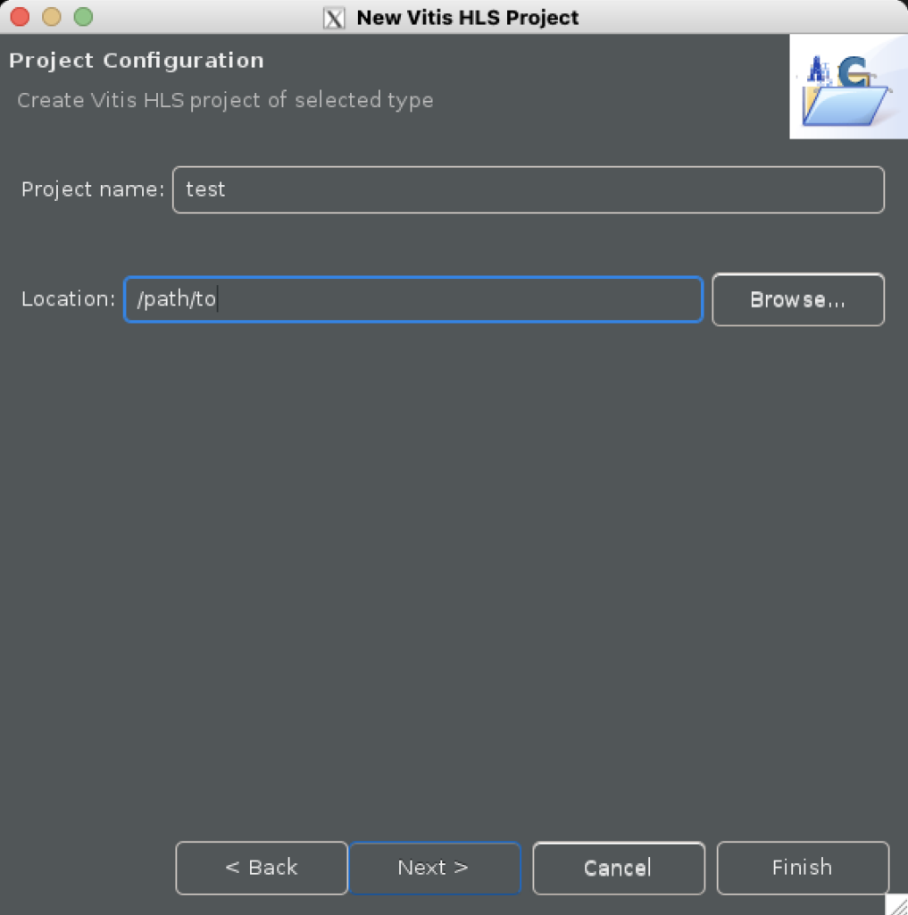 Vitis HLS の Project Configuration ページ